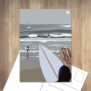 carte postale surf bretagne mer ocean plage